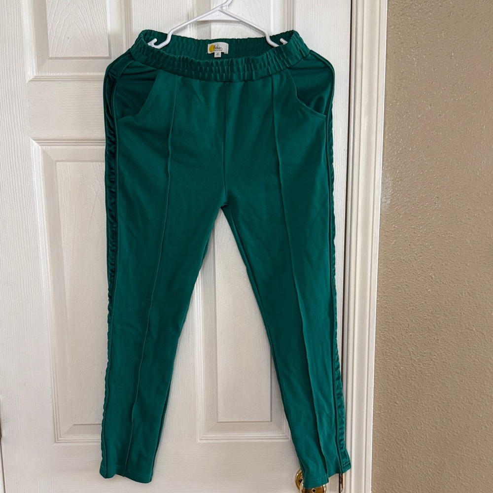 Boden Teal Green Girls Joggers with Side Stripe